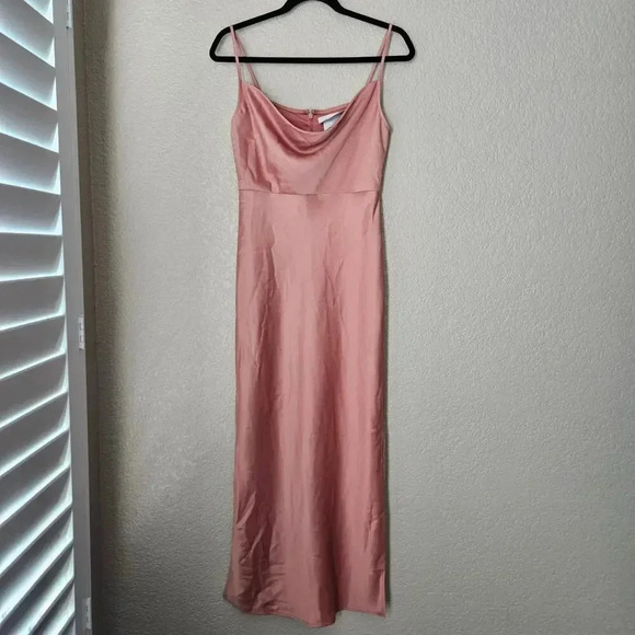 NWT BHLDN Cali Satin Cowl Neck Midi Slip Dress Sedona 0 New Anthropologie - Picture 4 of 9